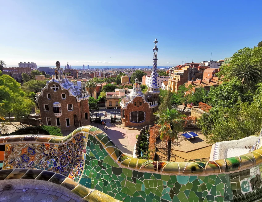 Colorful Park Guell in Barcelona. 