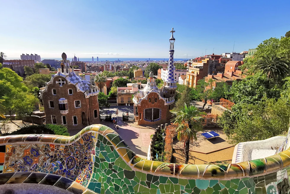 Colorful Park Guell in Barcelona.