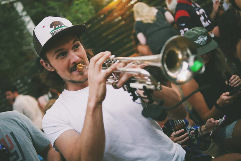 Musician on Rainey Street in Austin.