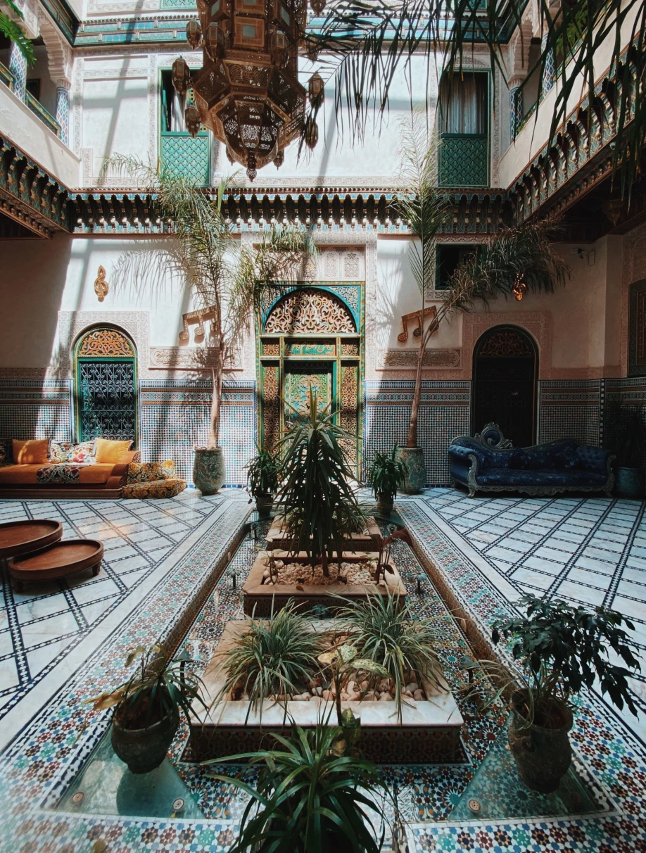 A courtyard of a palace during daytime