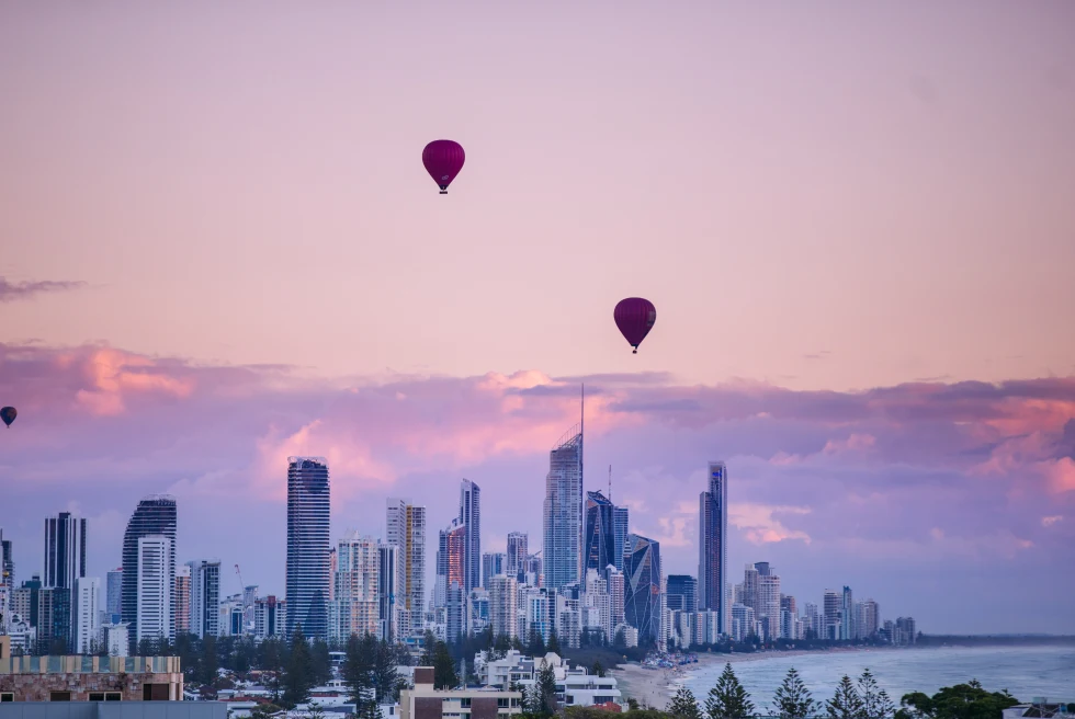 Queensland skyline at sunset. 