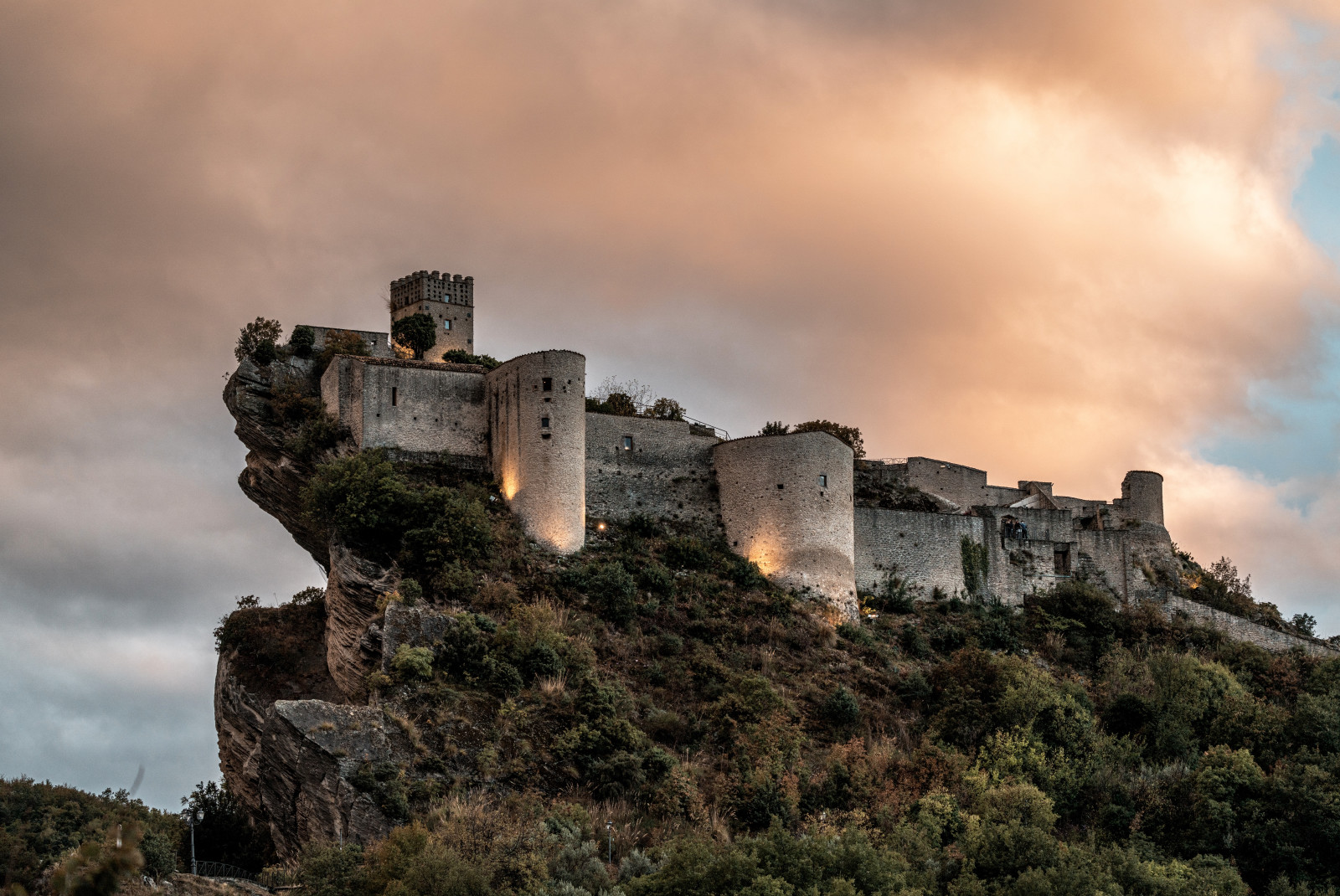 A castle on top of a hill in Abruzzo, Italy. 
