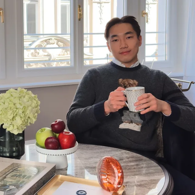 Travel advisor Matthew Cheung in a grey sweater