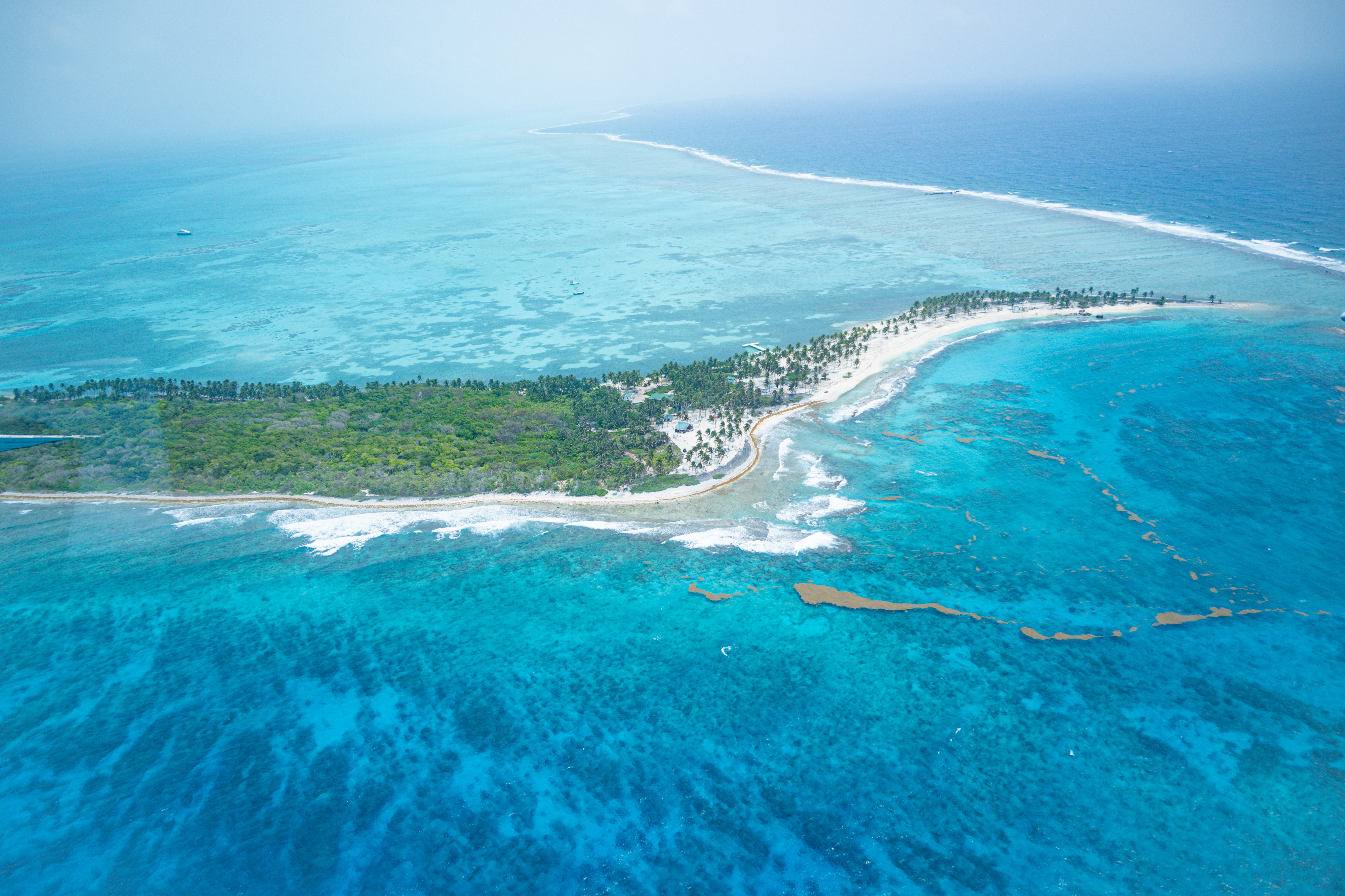 Birds eye view of the blue hole in Belize. 