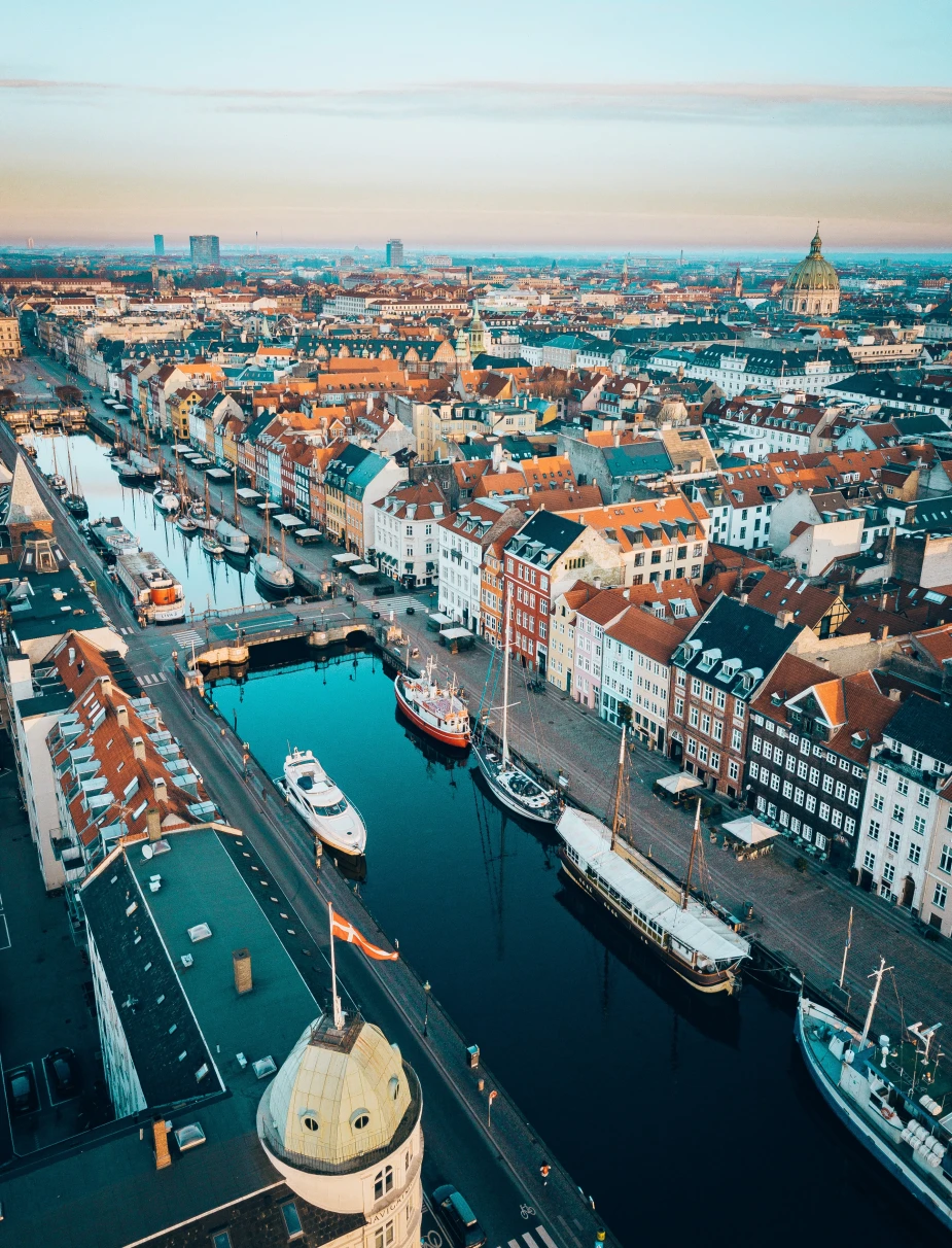 An arial shot of Copenhagen