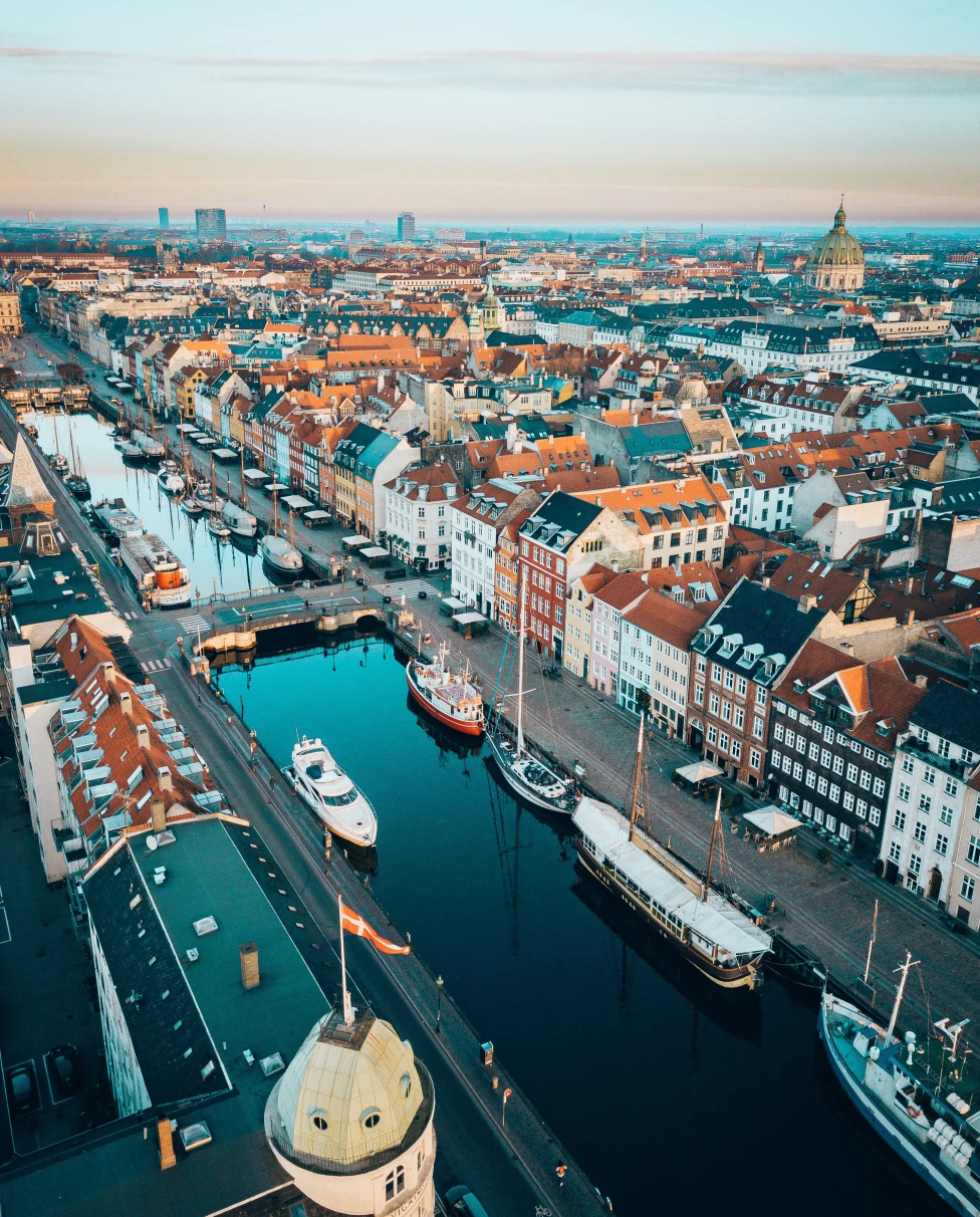 An arial shot of Copenhagen