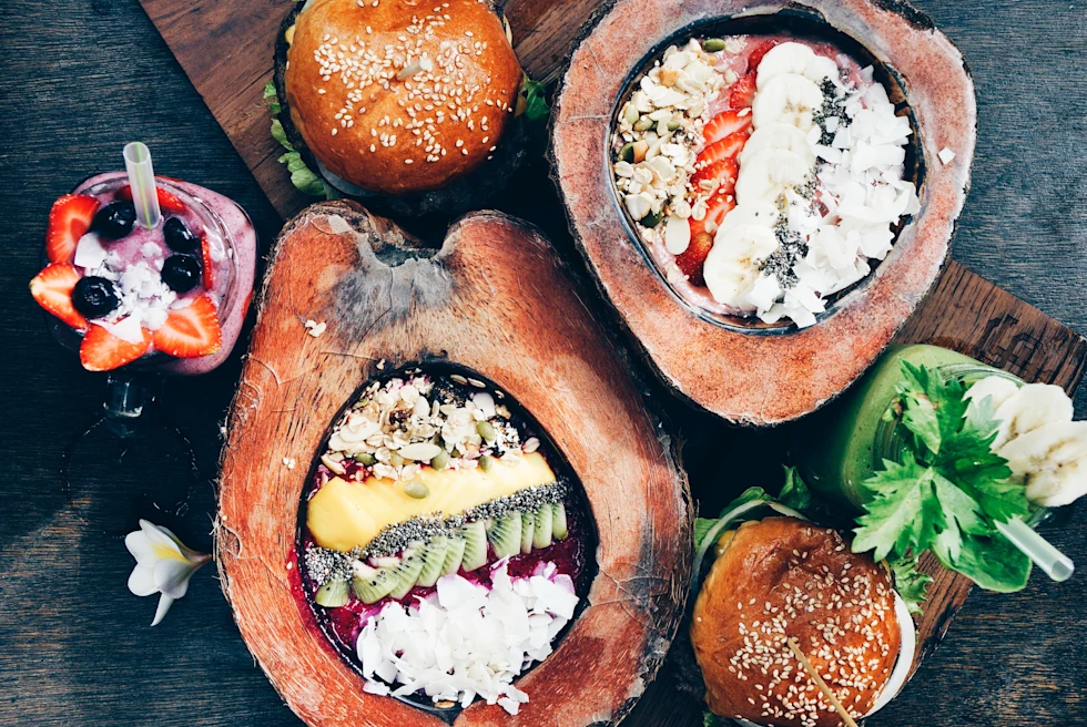 Acai bowls and healthy dishes in Bali.