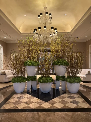 Floral display in the lobby of the hotel. 