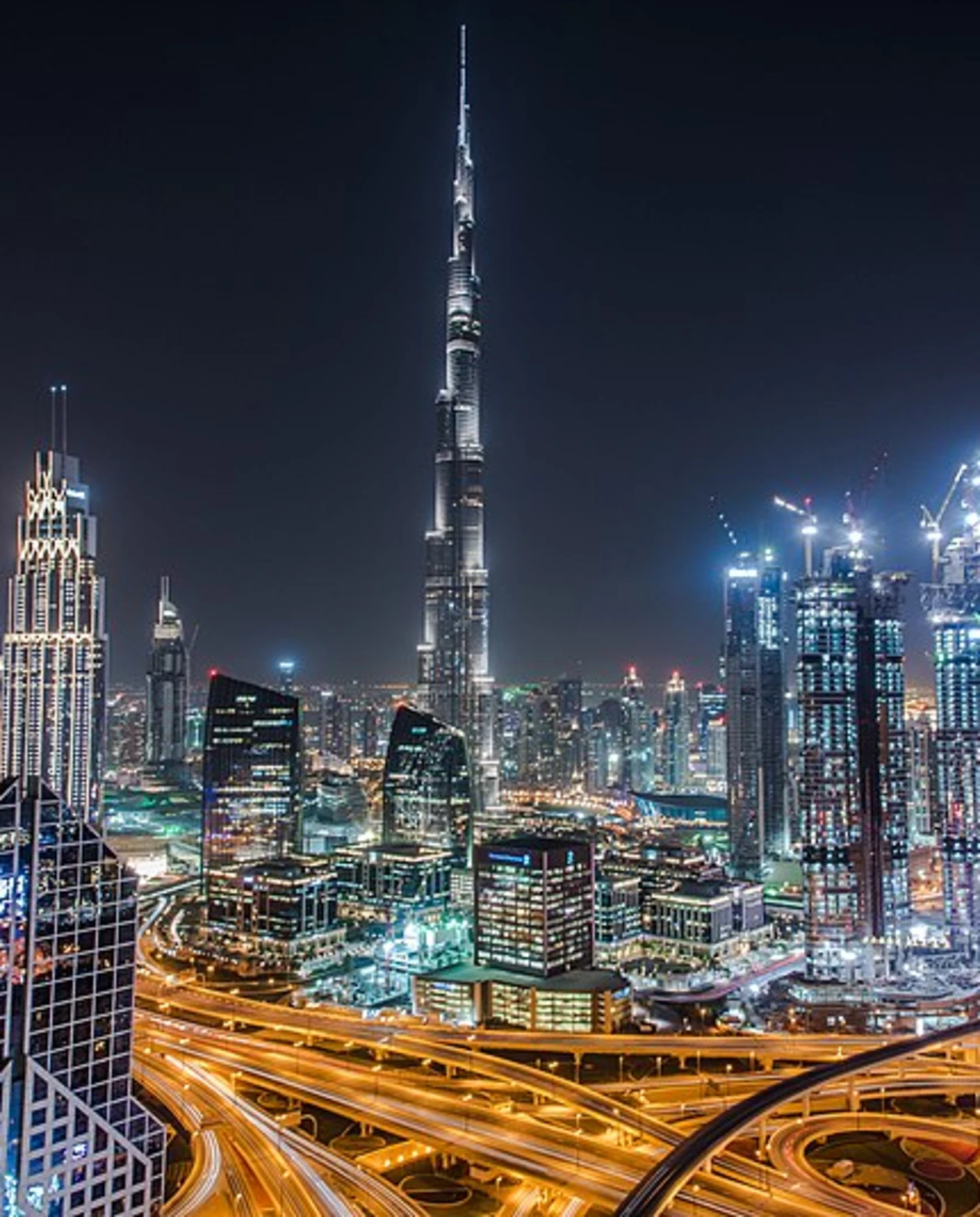 Dubai skylines at night view city