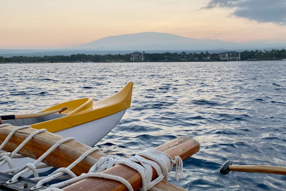 canoe overlooking the ocean