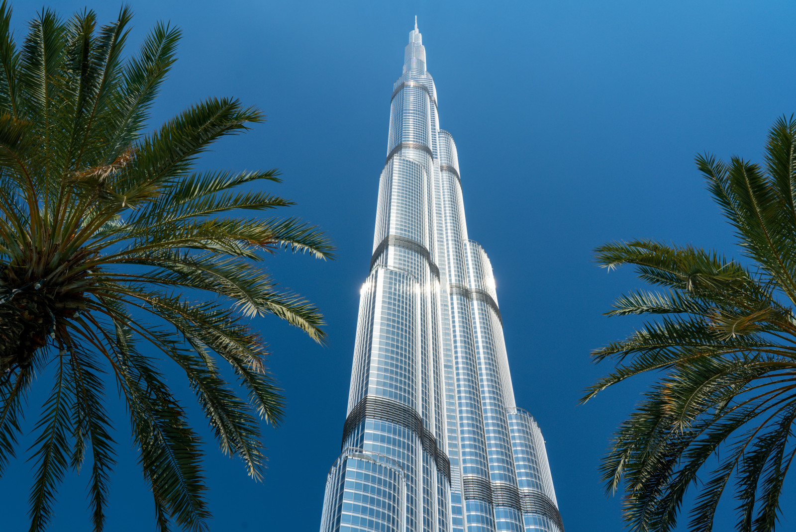 Street view of the current tallest building in the world, the Burj Khalifa in Dubai

