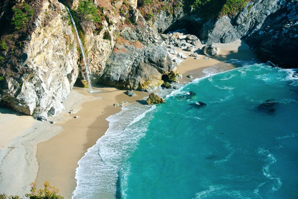 McWay Falls is an 80-foot-tall waterfall on the coast of Big Sur.