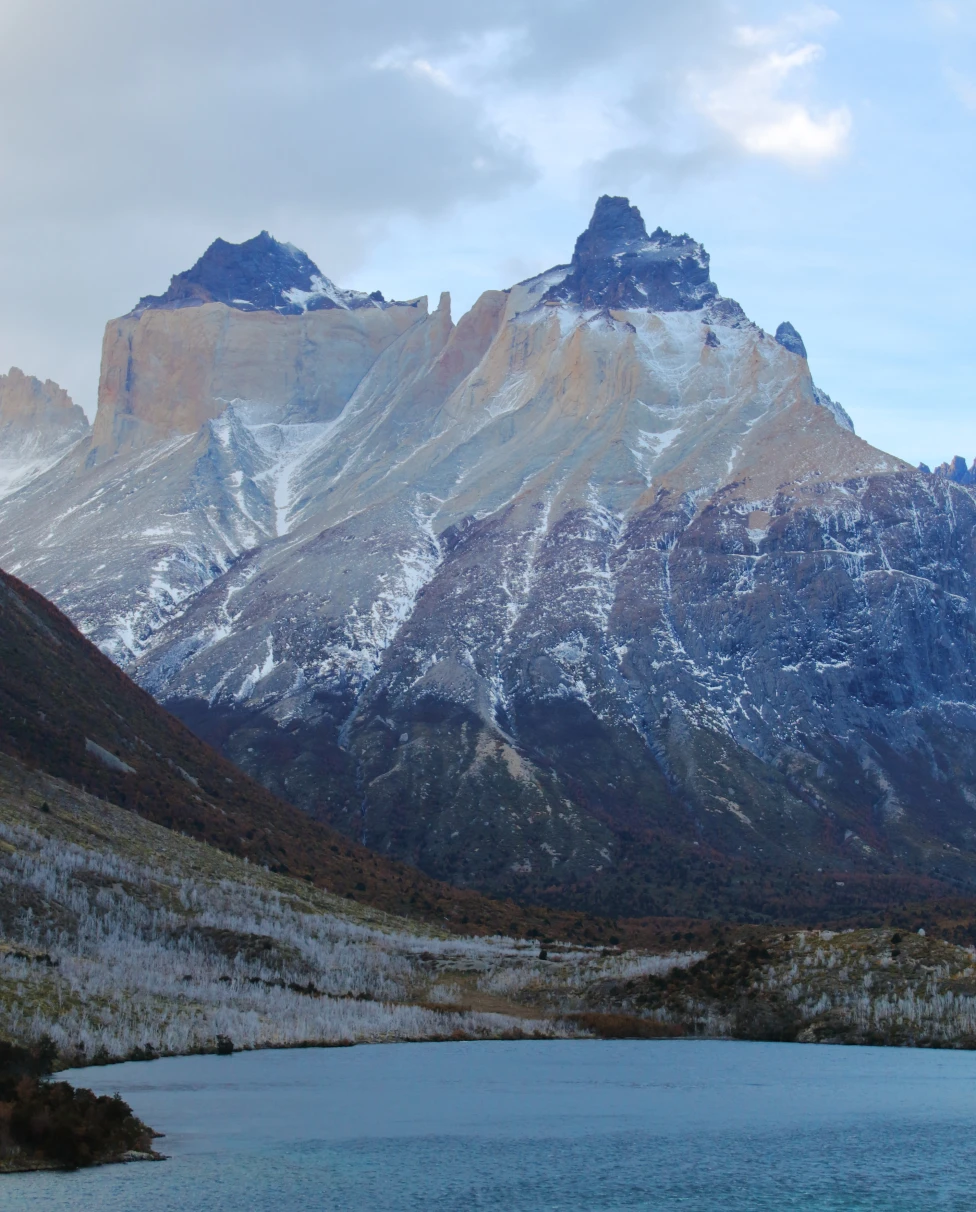 snowy mountains and lake