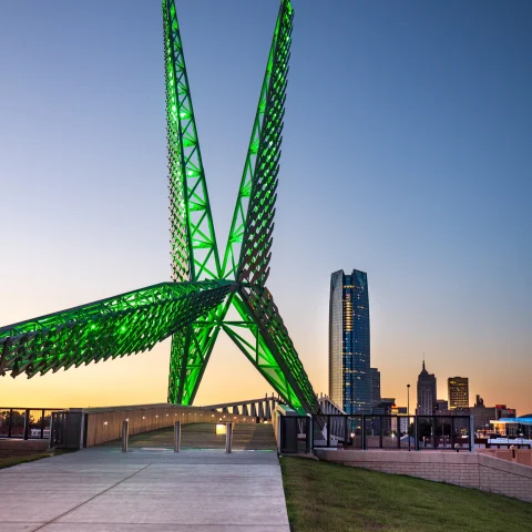A green sculpture in Oklahoma City.