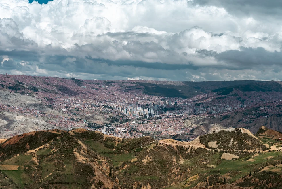 Mountains view with clouds at a distance.