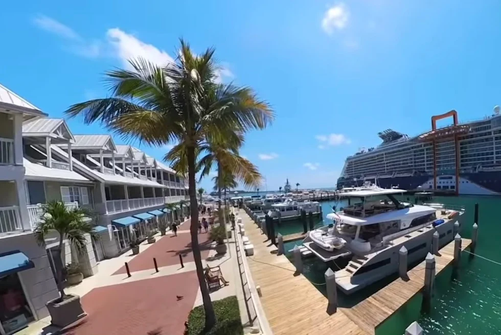 Mallory Square is located at the waterfront of Key West harbor.