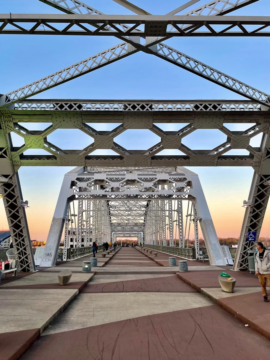 A bridge at sunset in Nashville.
