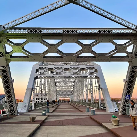 A bridge at sunset in Nashville.