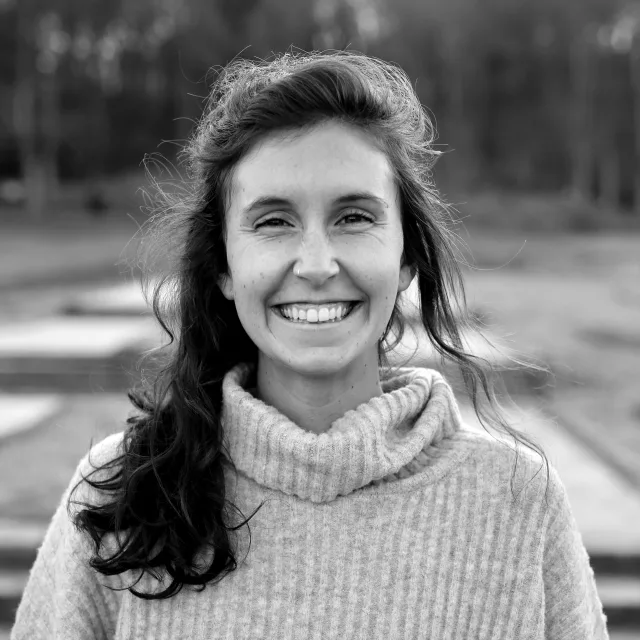 travel advisor Katherine Ferguson smiling in a black and white picture