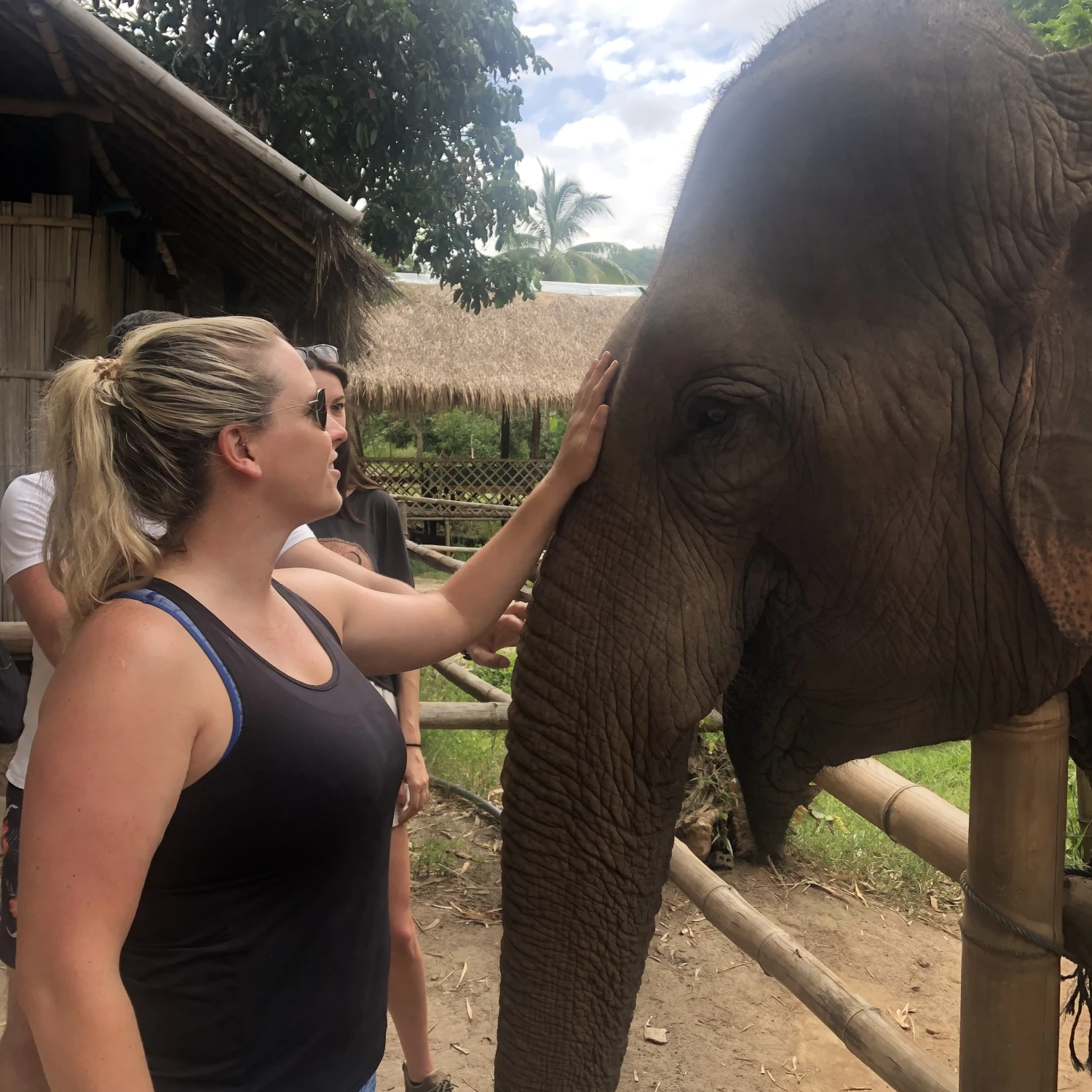 Travel advisor posing with an elephant