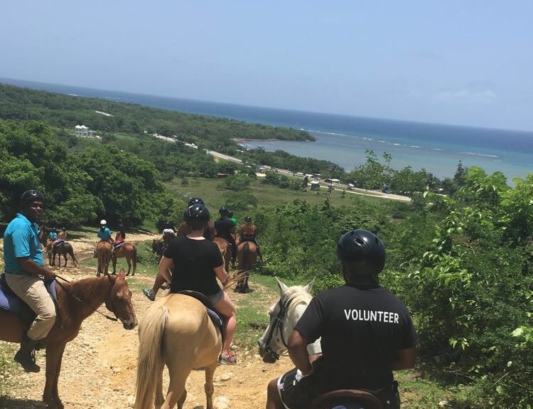people riding horses with ocean in background during daytime