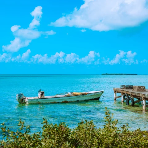 boat in a turquoise sea