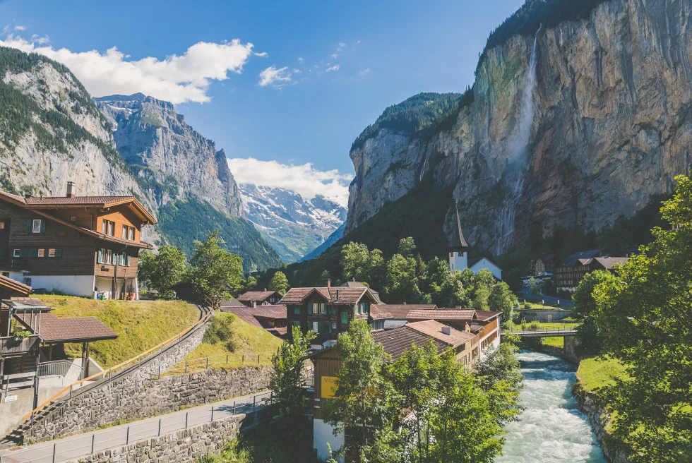 Huts in between mountain line