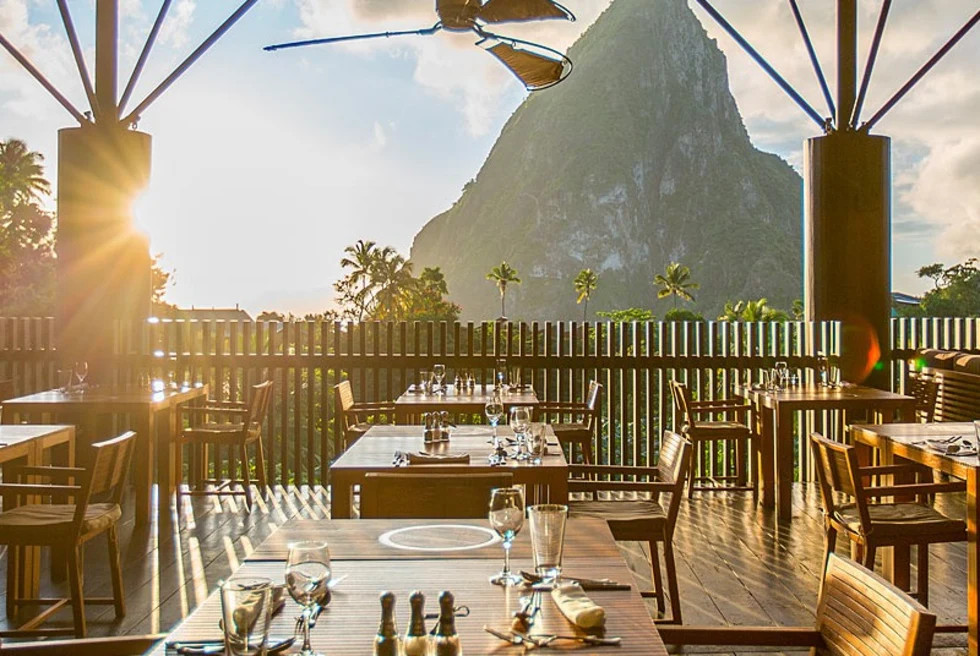 Picture of restaurant dining table in sunlight