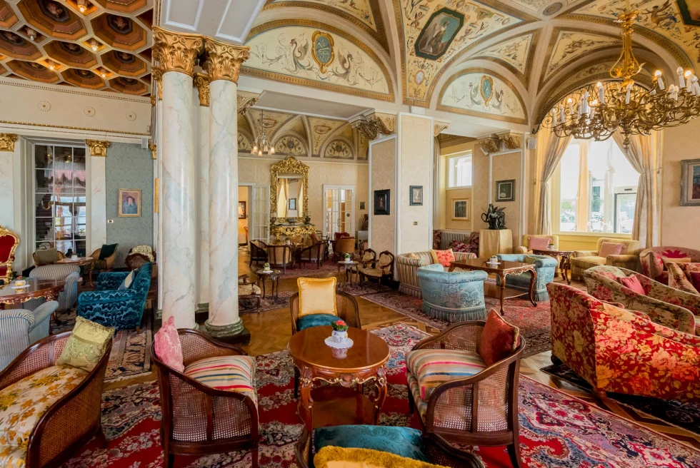 One of the lavishly adorned rooms of Villa Serbelloni that is part of a private tour.