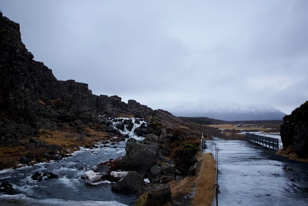 Vik, Iceland's black sand beach with giant waves.