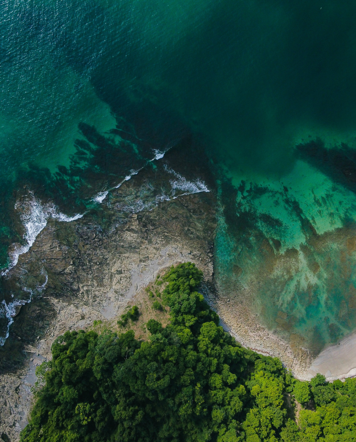 View from above of a beach in Samana, Cost Rica. 