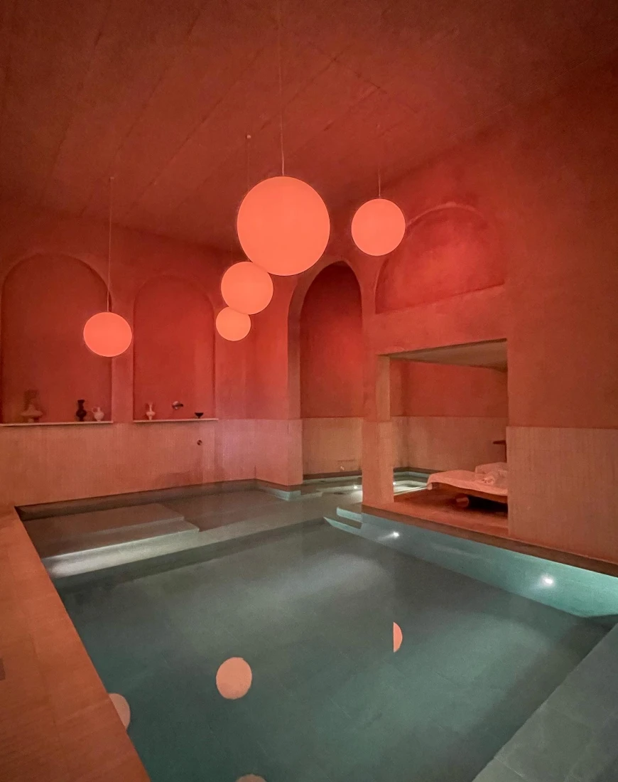 View on an inside spa and pool