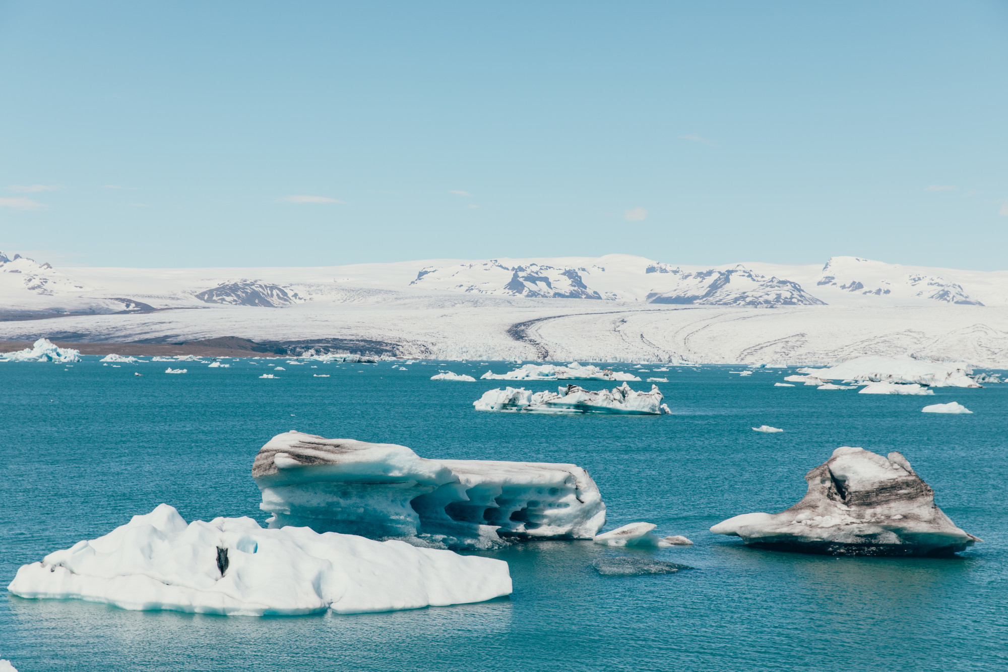 A frozen water body. 