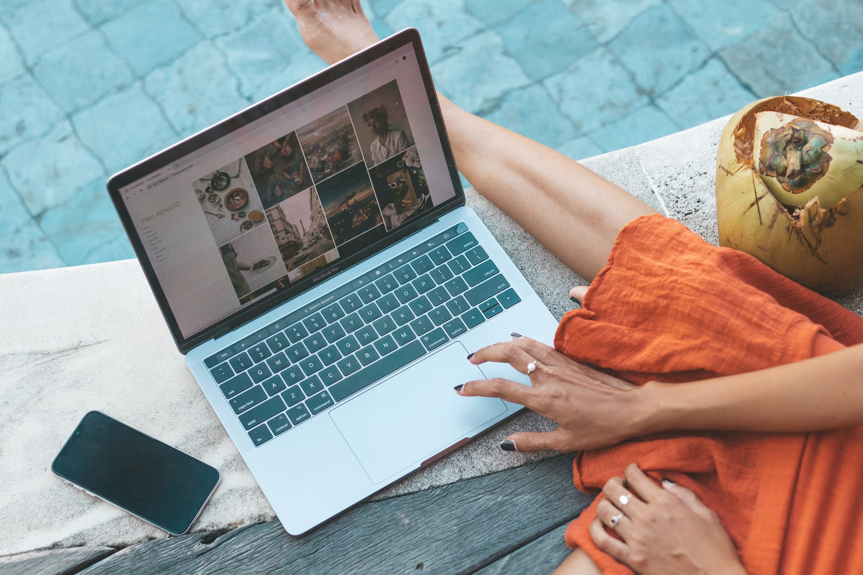 Woman using laptop