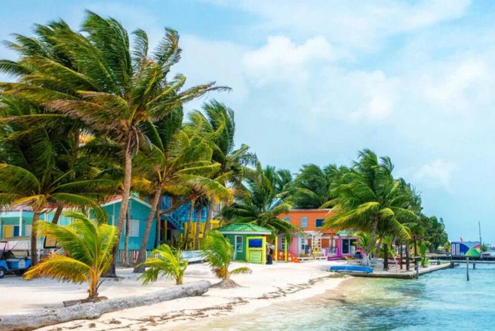 Beautiful, colorful Belize village.