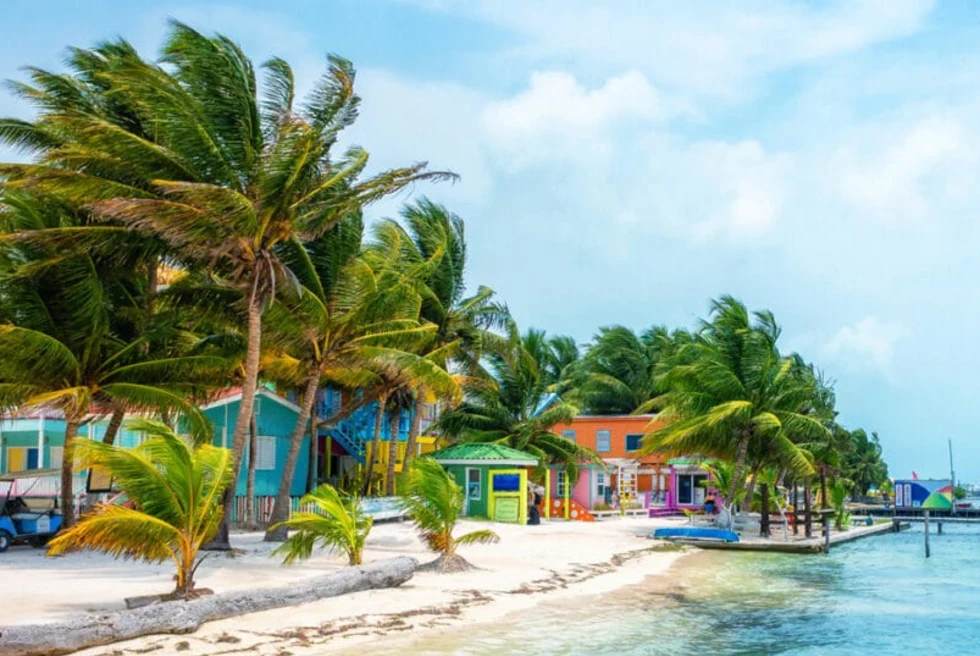 Beautiful, colorful Belize village. 