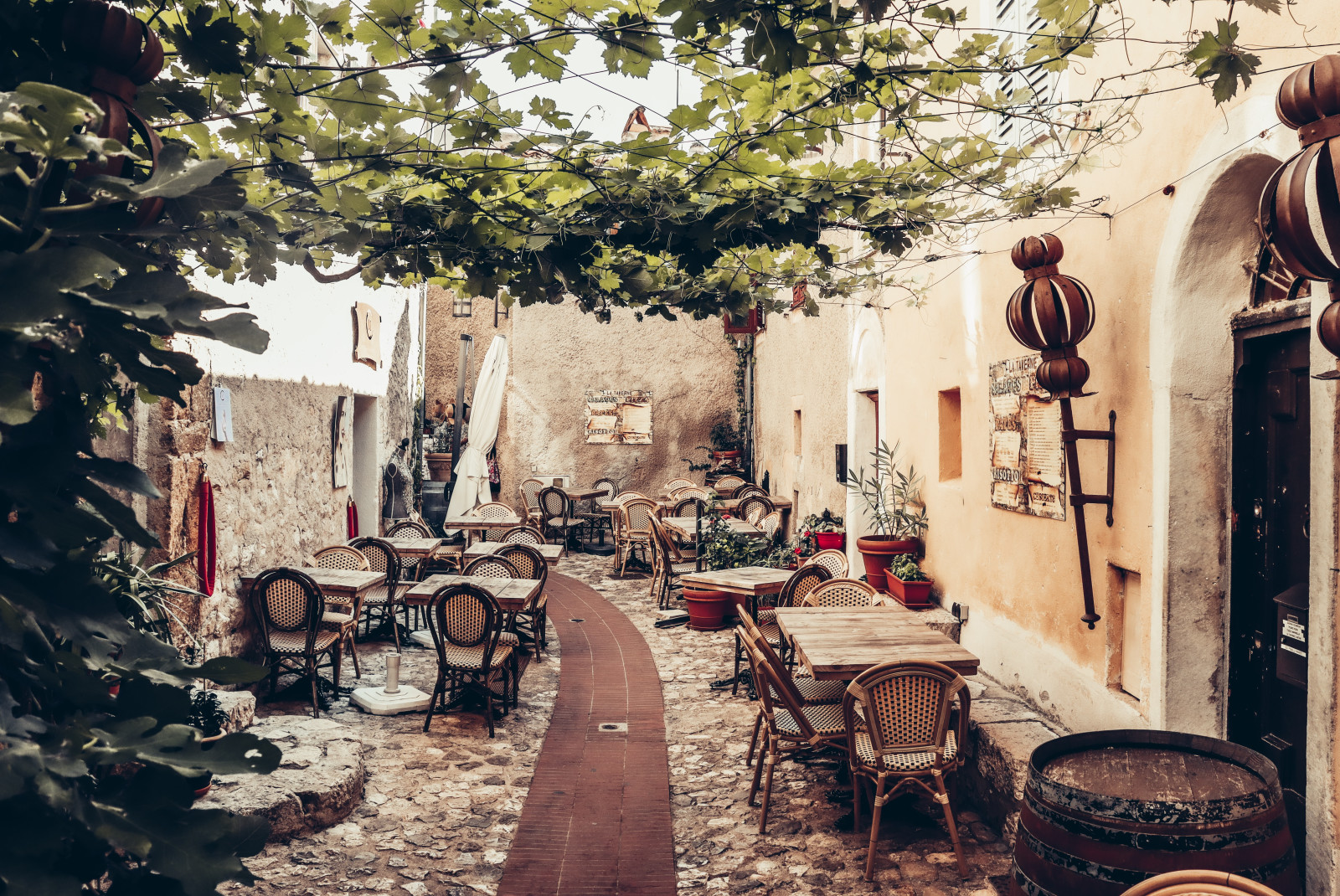 tables and chairs outside 