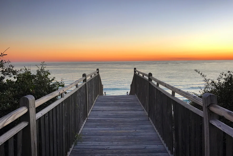 Sunset view through a bridge