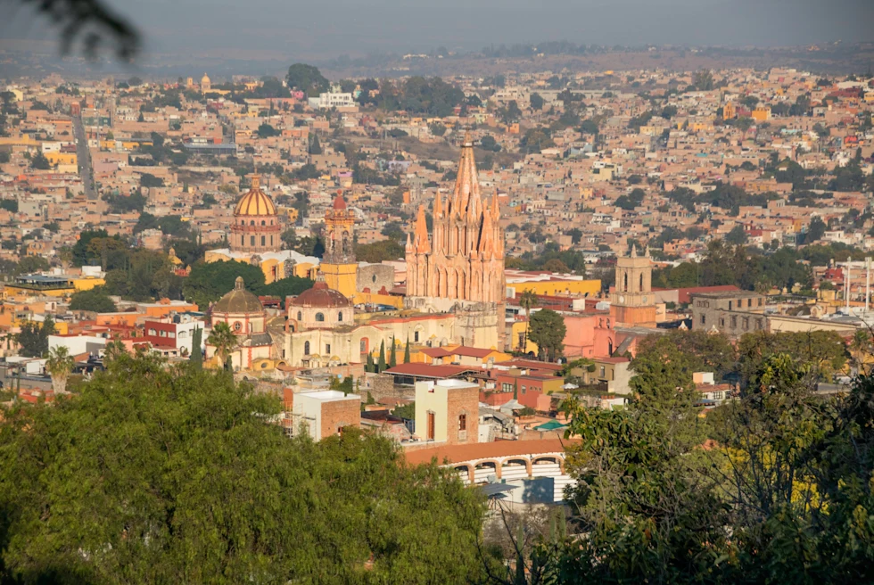 Aerial city view of San Miguel de Allende, Mexico.