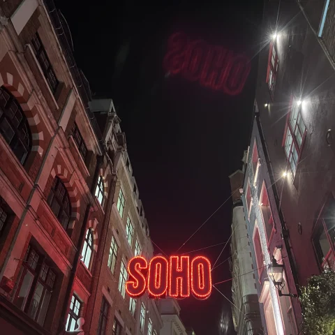 night view of the street Soho London city