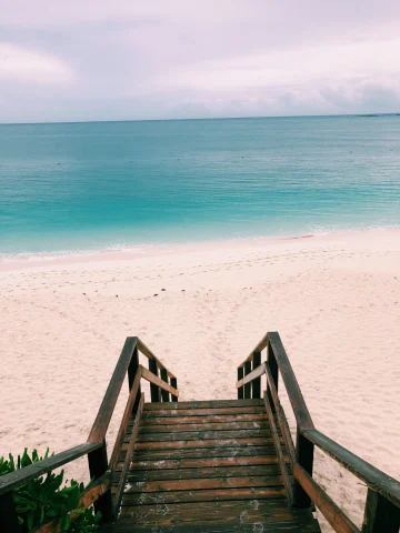 wood stairs down to the beach