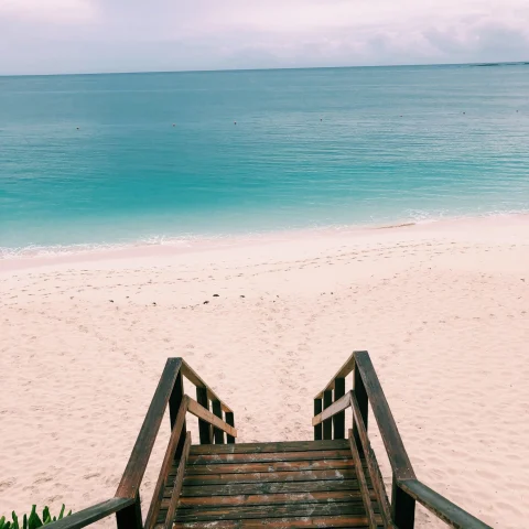 wood stairs down to the beach