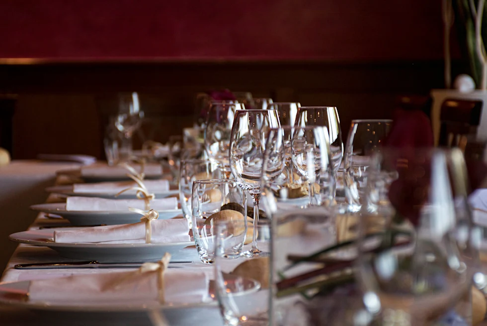 table with wine glasses