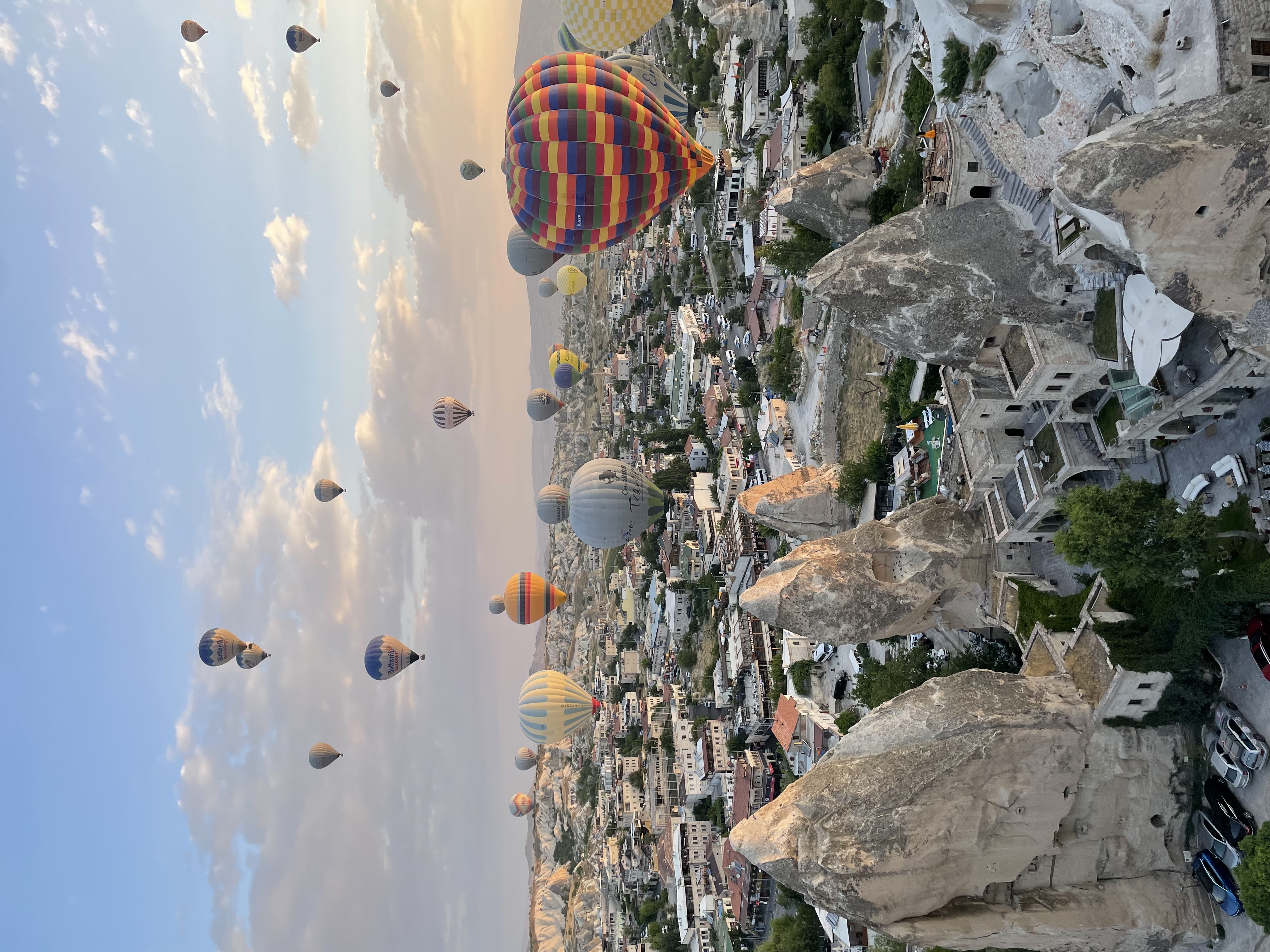 View of hot balloons