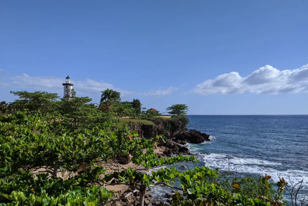 tropical island with lighthouse
