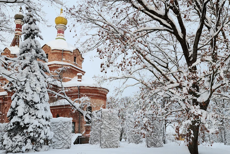 A hut covered with snow in Latvia