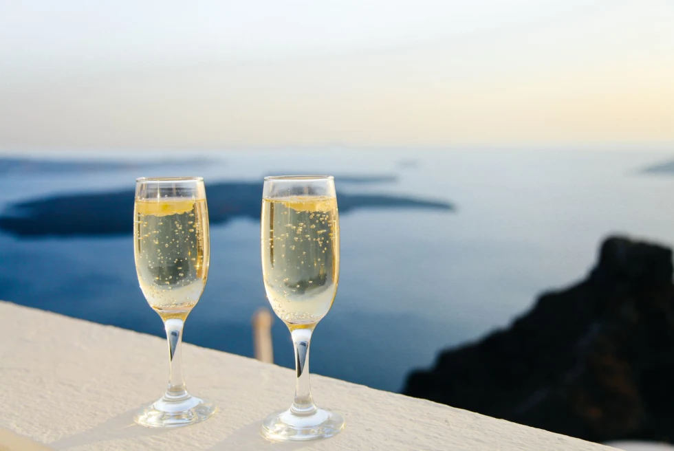 two champagne on an island