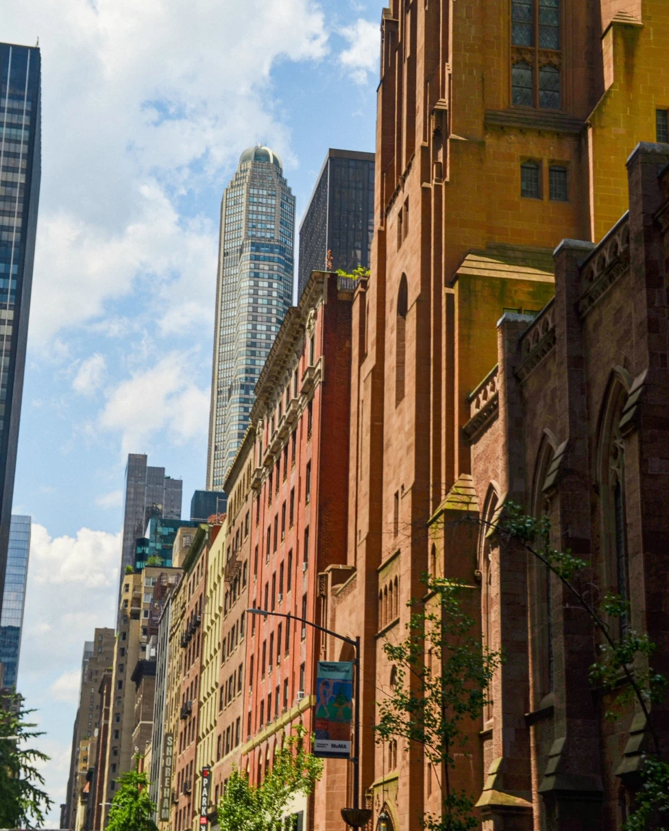 new york city brick buildings in sun