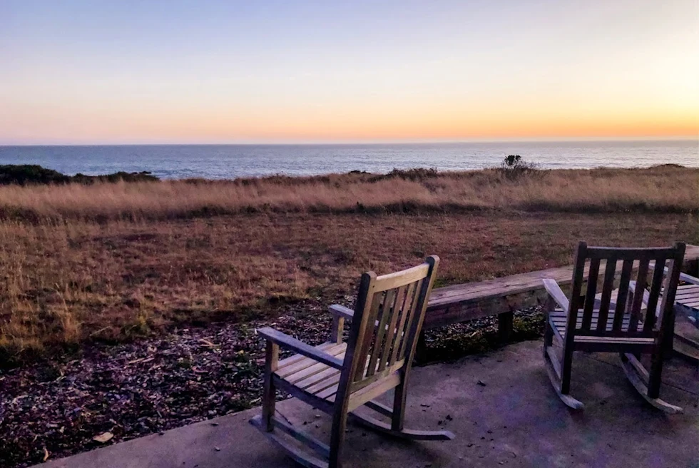 coastal view with a rocking chairs