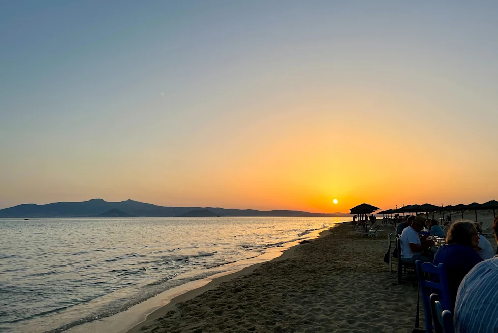 Sunset on the beach in Naxos.